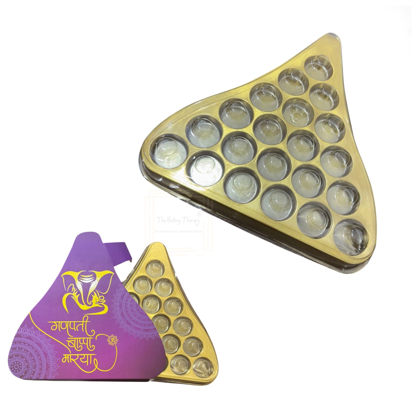 21 Cavity Ganesh Chaturthi Special Triangle Shape Modak Packing PVC Box ( Design 2 )
