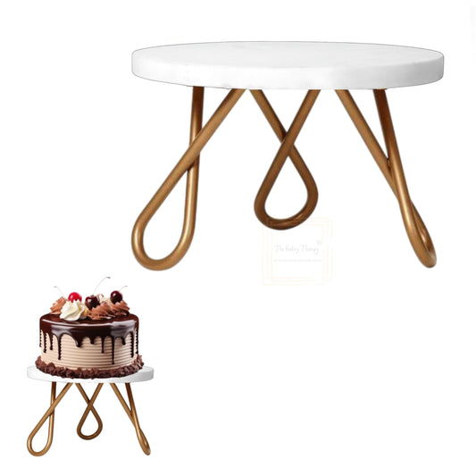 White Top Golden Knot Round Metal Cake Stand ( 10 Inch )