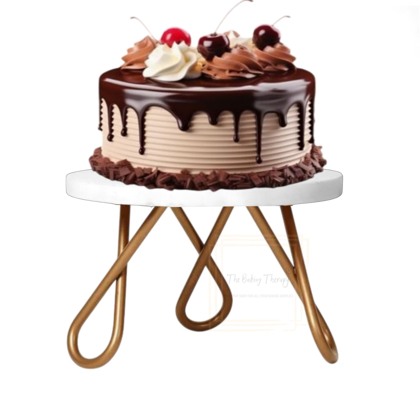 White Top Golden Knot Round Metal Cake Stand ( 10 Inch )