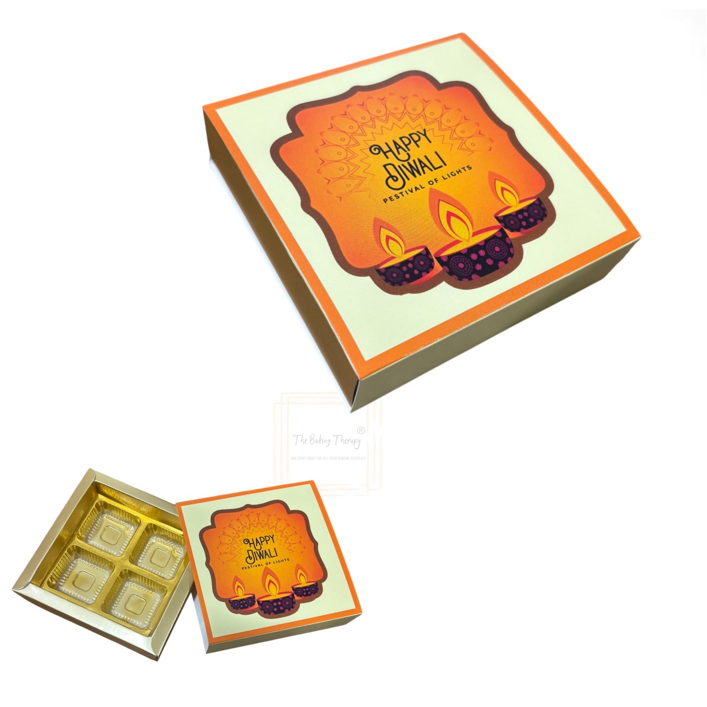 4 Cavity Diwali Sliding Chocolate Box Without Cavity - Design 02 ( 5 Pcs Pack )