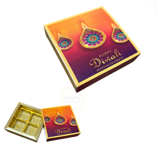 4 Cavity Diwali Sliding Chocolate Box Without Cavity - Design 07 ( 5 Pcs Pack )