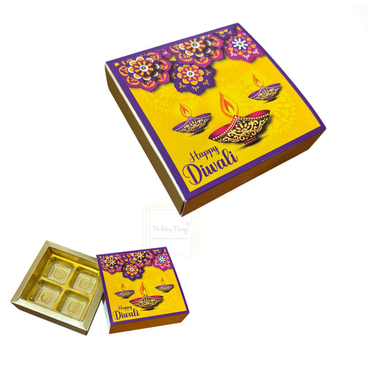 4 Cavity Diwali Sliding Chocolate Box Without Cavity - Design 06 ( 5 Pcs Pack )