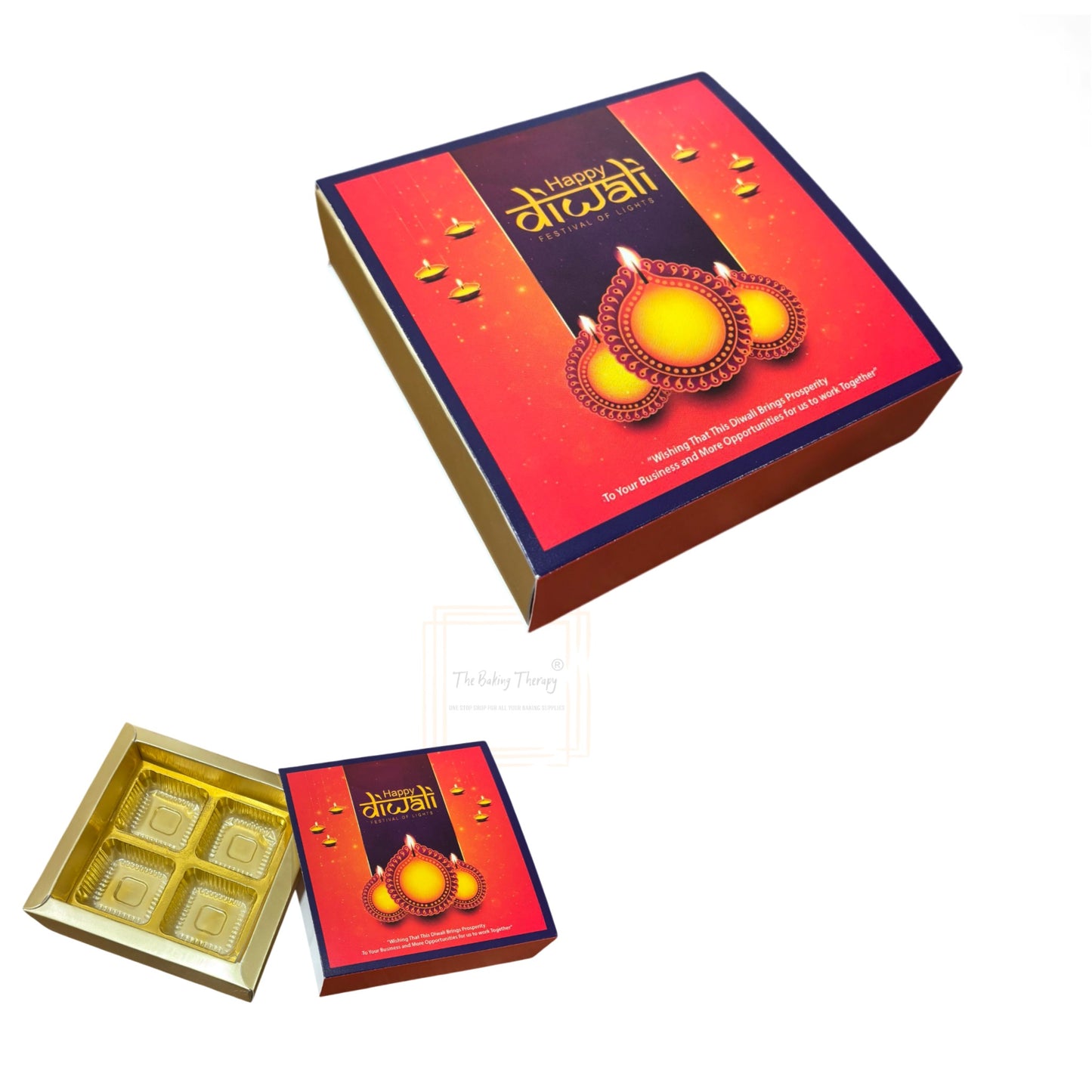 4 Cavity Diwali Sliding Chocolate Box Without Cavity - Design 08 ( 5 Pcs Pack )
