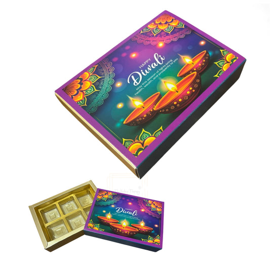 6 Cavity Diwali Sliding Chocolate Box Without Cavity - Design 01 ( 5 Pcs Pack )