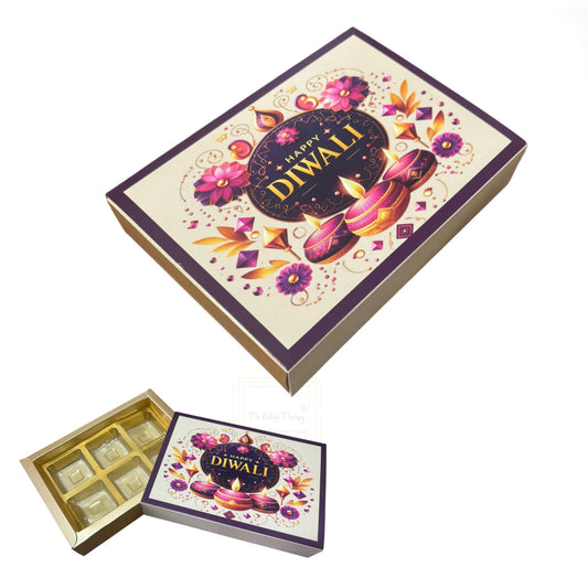 6 Cavity Diwali Sliding Chocolate Box Without Cavity - Design 04 ( 5 Pcs Pack )