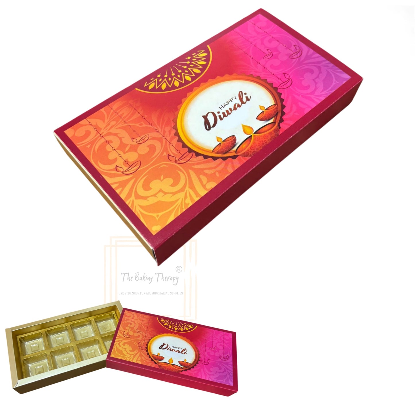 8 Cavity Diwali Sliding Chocolate Packing Box Without Cavity - Design 05 ( 5 Pcs Pack )