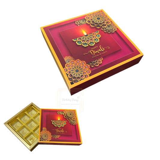 9 Cavity Diwali Sliding Chocolate Packing Box Without Cavity - Design 04 ( 5 Pcs Pack )