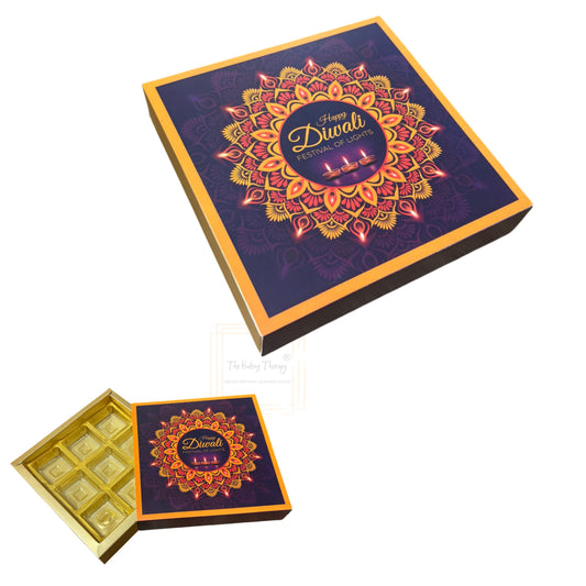 9 Cavity Diwali Sliding Chocolate Packing Box Without Cavity - Design 01 ( 5 Pcs Pack )