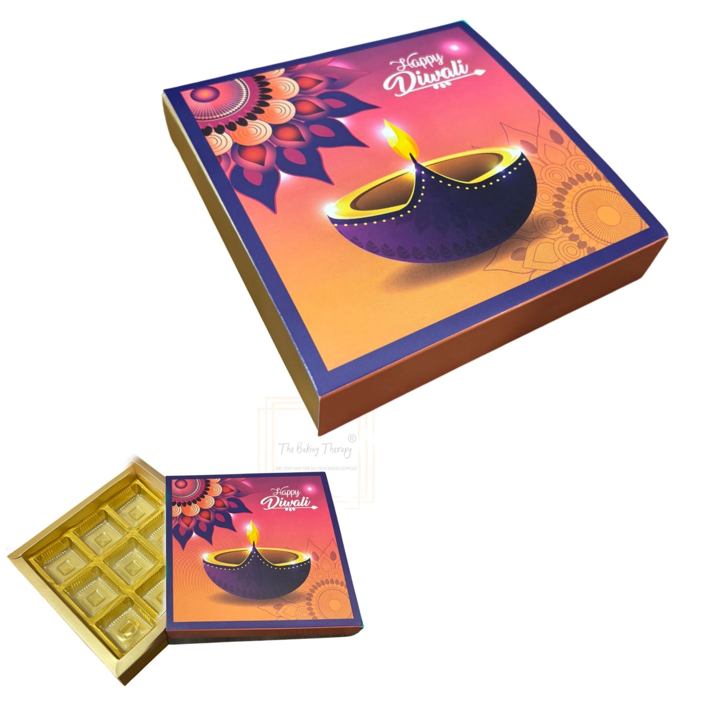 9 Cavity Diwali Sliding Chocolate Packing Box Without Cavity - Design 06 ( 5 Pcs Pack )