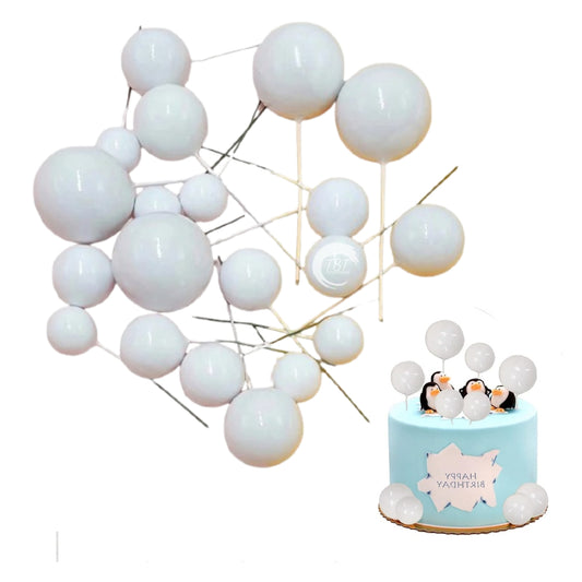 20Pcs White Faux Ball Cake Decoration