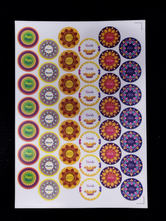 Happy Diwali Round Sticker 42 Stickers In One Sheet