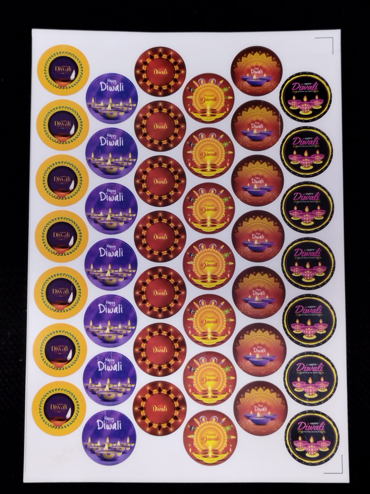 Happy Diwali Round Sticker 42 Stickers In One Sheet