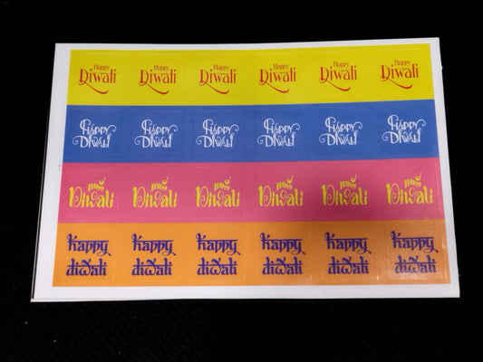 Happy Diwali square pre cut Sticker 72 Stickers In One Sheet # 2