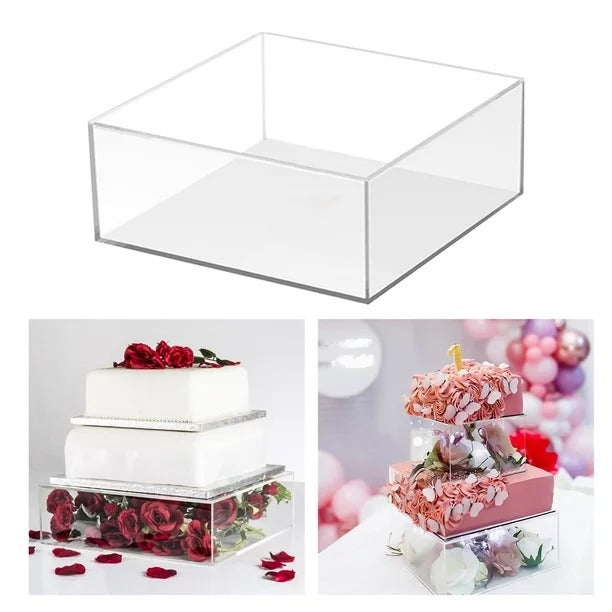 Square Tire Cake Spacer 8″ X 4″ Acrylic Clear Cake Display Spacer
