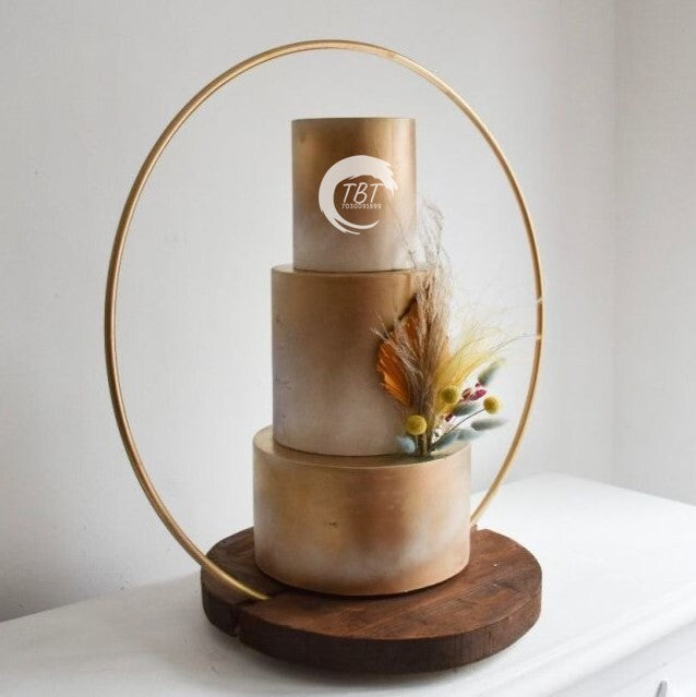 Hoop Cake Stand With Round Wooden Base 16 inch