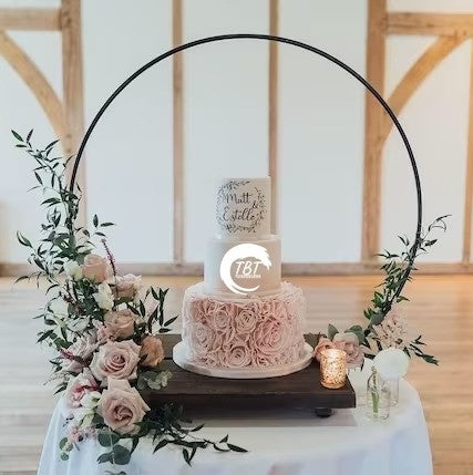Hoop Cake Stand With Square Wooden Base 12 inch