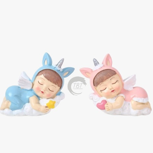 Sleeping Baby Figurine Unicorn Cake Topper - 1 Piece