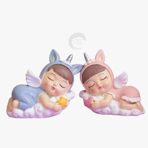 Sleeping Baby Figurine Unicorn Cake Topper - 1 Piece