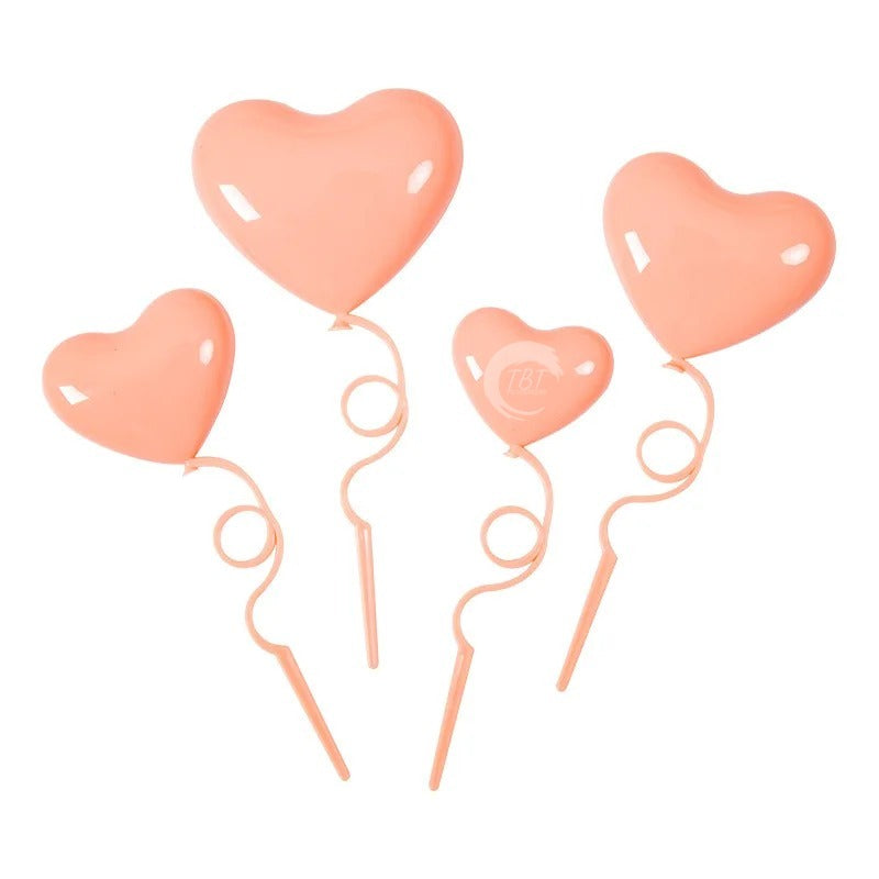 Plastic Peach Heart Balloon Cake Topper