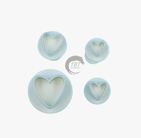 Heart Shape Fondant Plunger Cutter { Pack of 4 Piece }