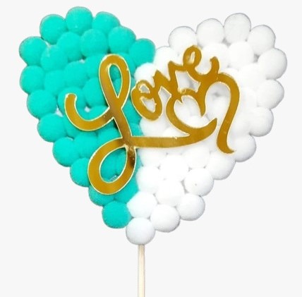 Imported Pompom Love Topper -1 Piece