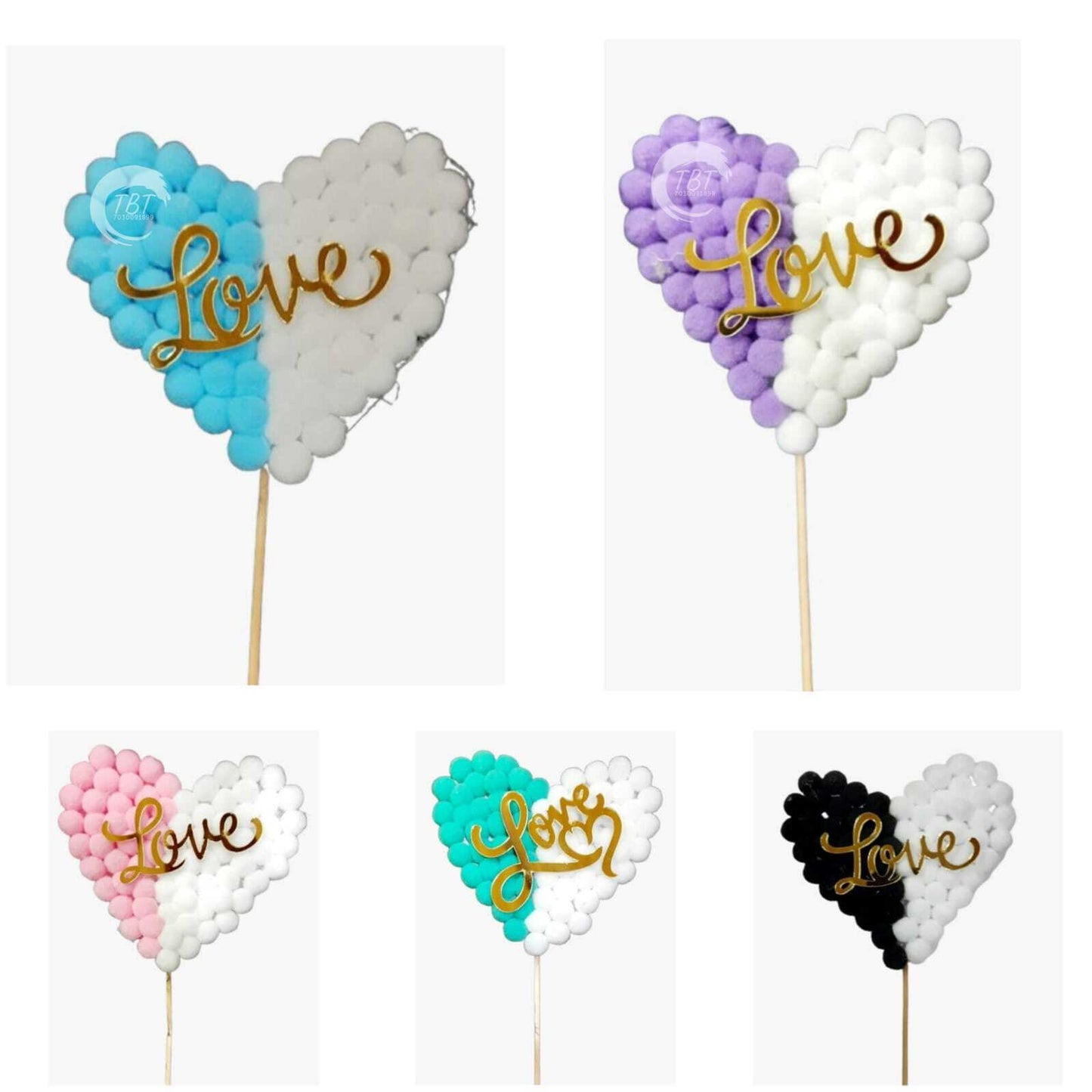Imported Pompom Love Topper -1 Piece