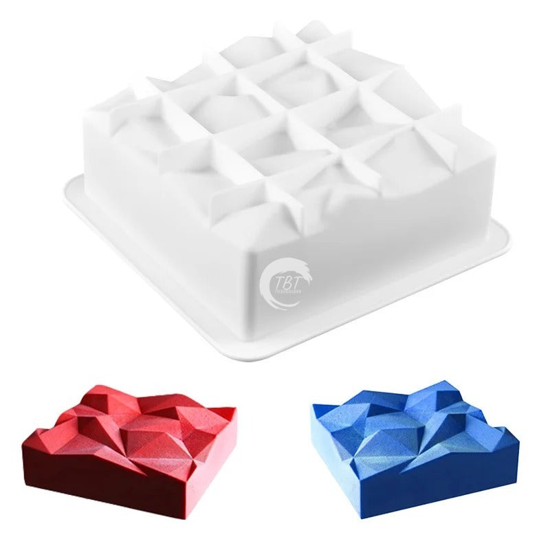 Square Irregularity 3D Diamond Shaped Silicone Cake Mold