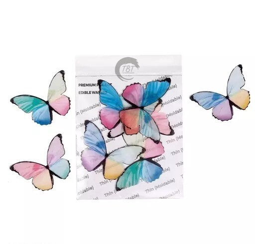 Rainbow Color Big Size Edible Pre-Cut Butterfly Wafer Paper