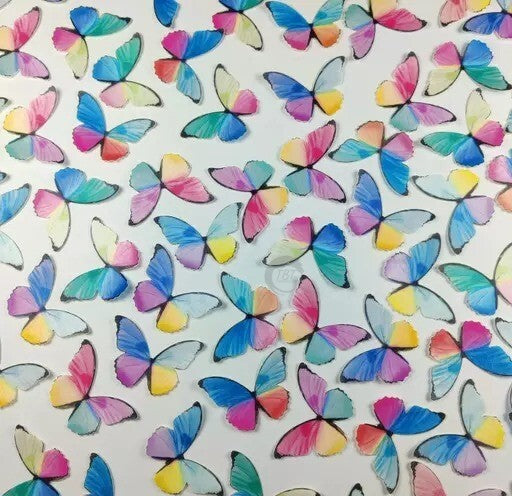 Rainbow Color Small Edible Pre-Cut Butterfly Wafer Paper
