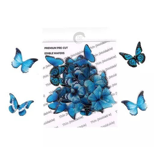 Blue Edible Pre-Cut Butterfly Wafer Paper