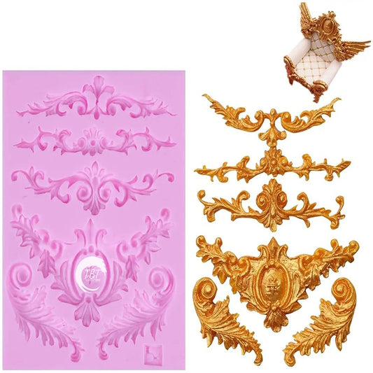 Baroque Vintage Curlicues Silicone Fondant Mold