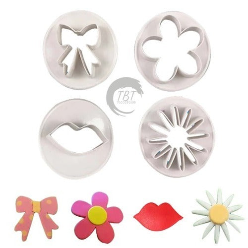 4 Pcs Bow Tie Lips flower Fondant And Cookie Cutter
