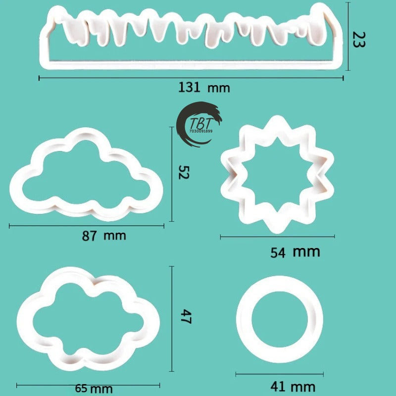 Nature Grass Sun Cloud Cookie And Fondant Cutter Set