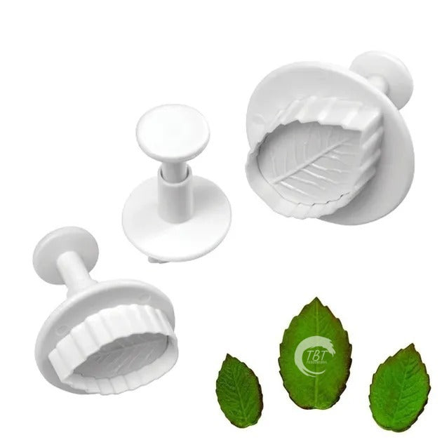 Veined Rose Leaf Plunger Fondant Cutter