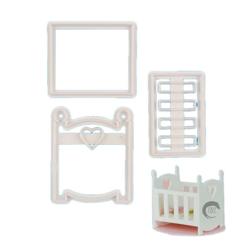 3 Pcs Baby Cot Fondant Cutter Set