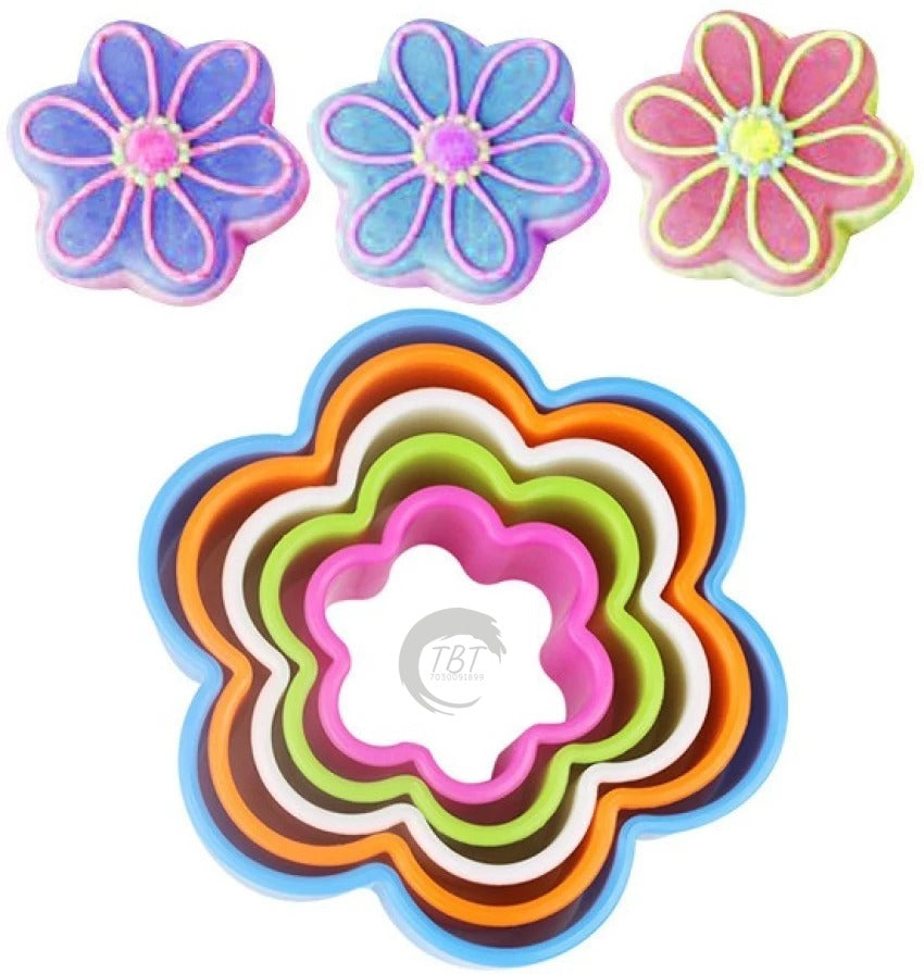 5 Pcs Flower Shape Plastic Cookie Cutter