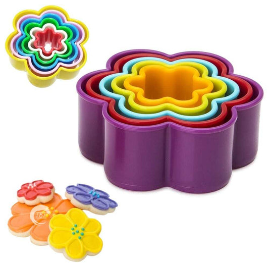 5 Pcs Flower Shape Plastic Cookie Cutter