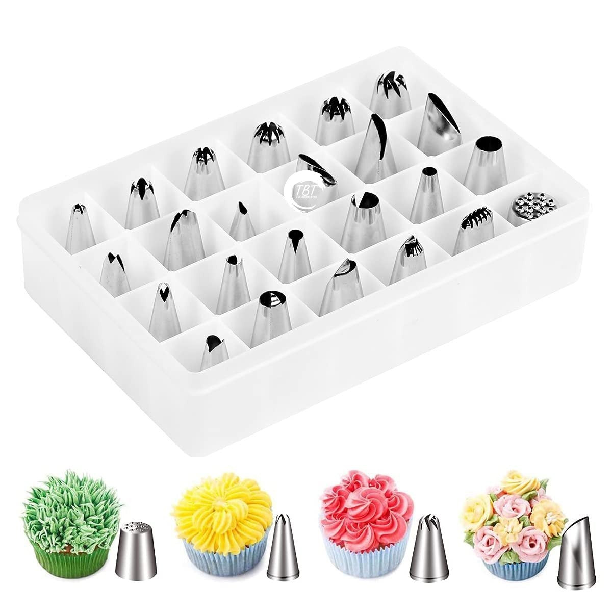 24 Pcs Stainless Steel Piping Nozzle Set
