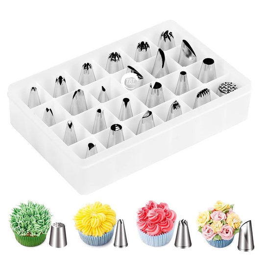 24 Pcs Stainless Steel Piping Nozzle Set