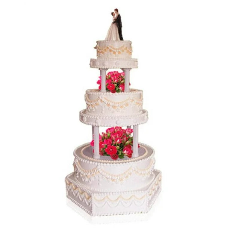6 Piece Plastic Cake Pillars Tiered Cake Construction 5 Inch