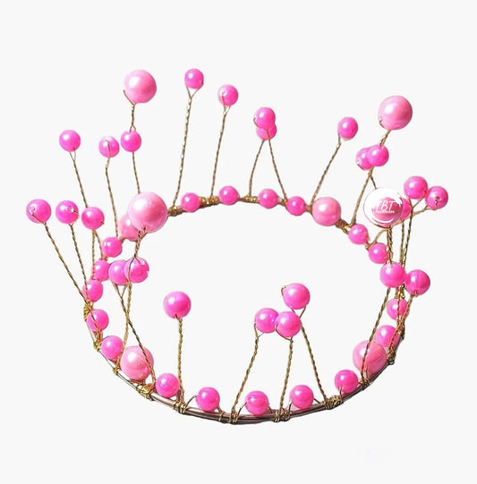 Pink Pearl Crown Cake Topper