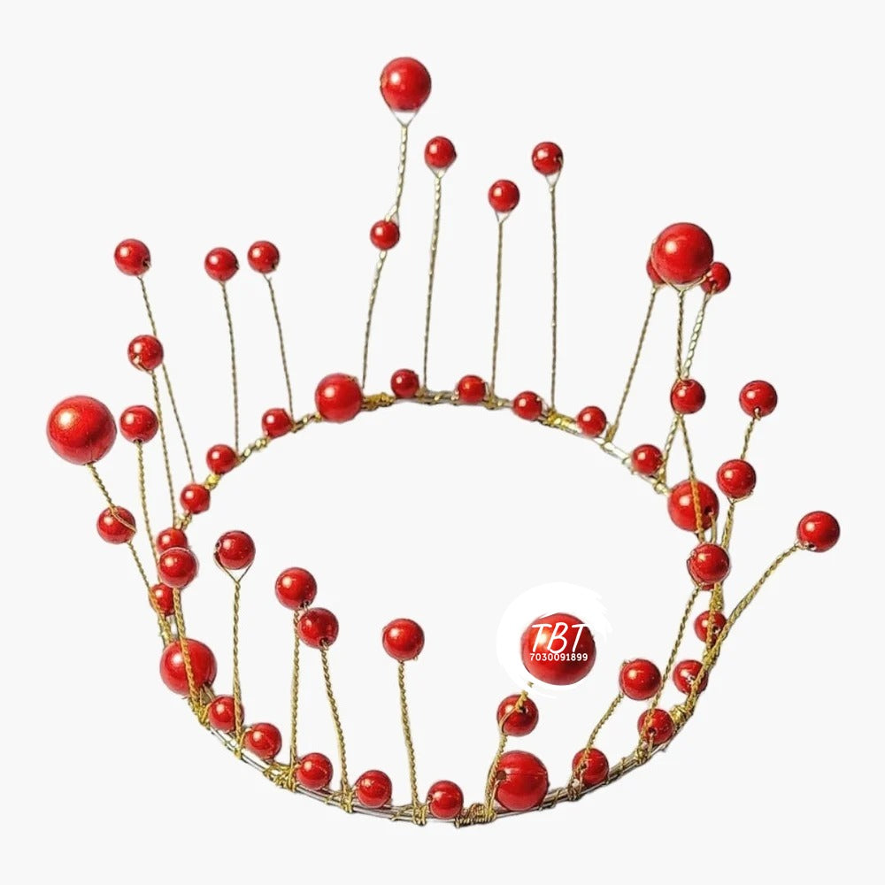 Red Pearl Crown Cake Topper