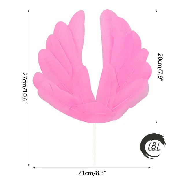 Pink Angel Wing Feather Cake Topper