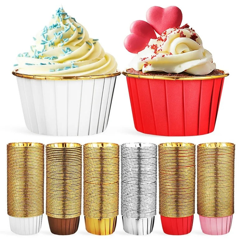 50 Pcs Foil Metallic Cupcake Muffin Liners