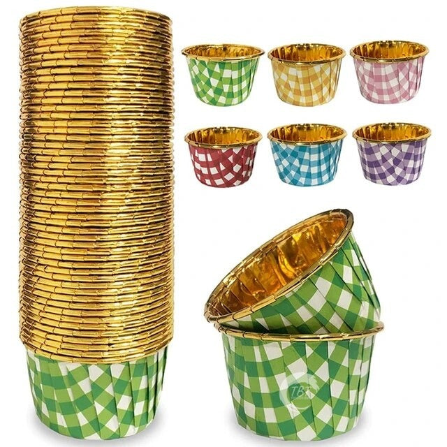 50 Pcs Foil Metallic Cupcake Muffin Liners
