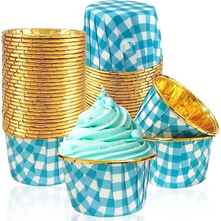 50 Pcs Foil Metallic Cupcake Muffin Liners