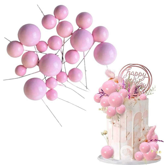 20Pcs Pink Faux Ball Cake Decoration