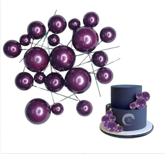 20Pcs Purple Faux Ball Cake Decoration