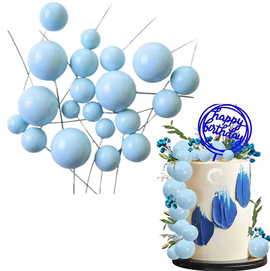 20Pcs Sky Blue Faux Ball Cake Decoration