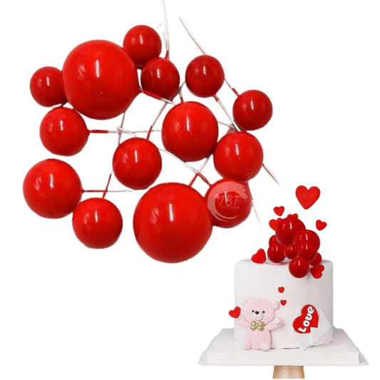 20Pcs Red Faux Ball Cake Decoration